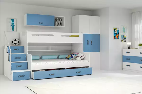 Visualisering av Våningssäng för ungdom MAX 3 120X200 med låda, blå
