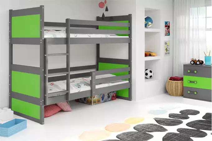 Visualisering av Våningssäng för ungdom RICO 90X190, grafit/grön