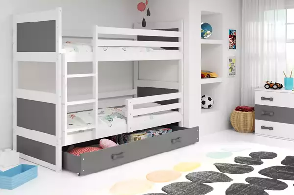 Visualisering av Våningssäng för ungdom RICO 90X190 med låda, vit/grafit