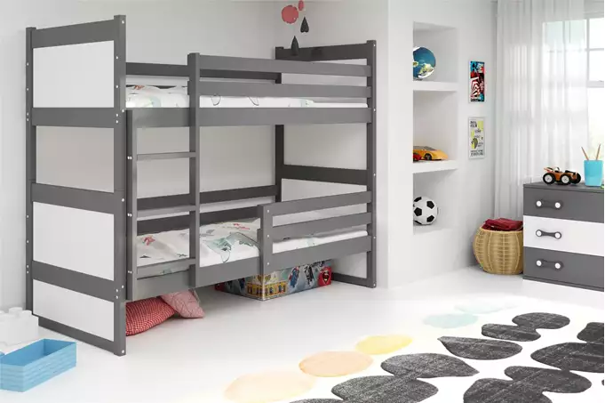 Visualisering av Våningssäng för ungdom RICO 90X190 med madrass, grafit/vit