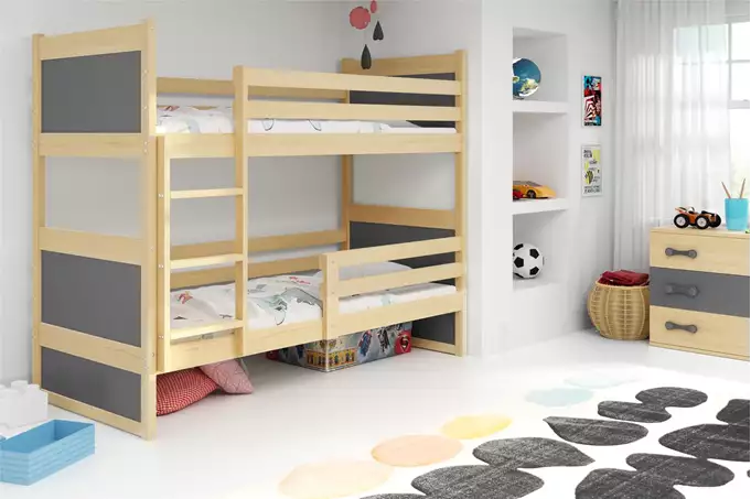 Visualisering av Våningssäng för ungdom RICO 90X190 med madrass, tall/grafit