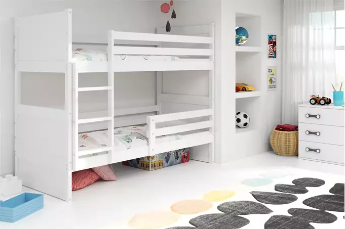 Visualisering av Våningssäng för ungdom RICO 90X190 med madrass, vit
