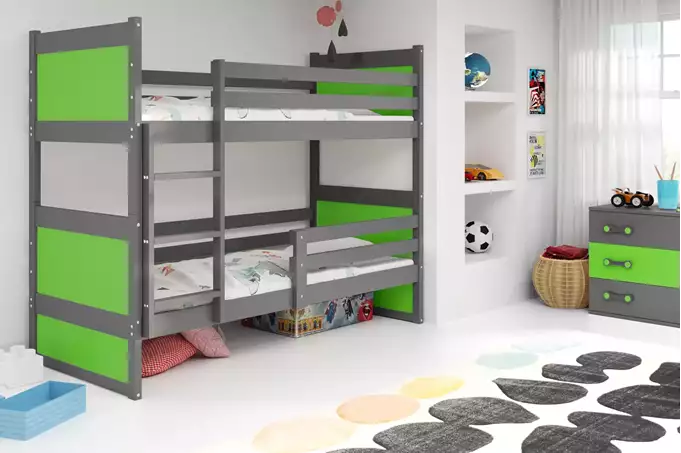 Visualisering av Våningssäng för ungdom RICO 90X200, grafit/grön
