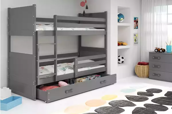 Visualisering av Våningssäng för ungdom RICO 90x200 med låda, grafit Visualisering av Våningssäng för ungdom RICO 90x200 med låda, grafit