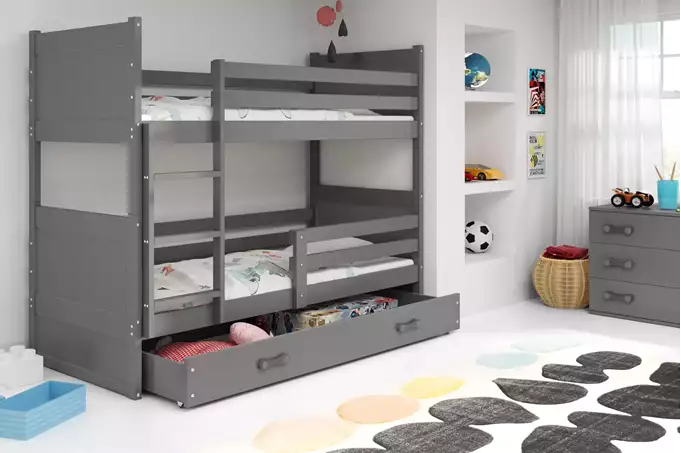 Visualisering av Våningssäng för ungdom RICO 90x200 med låda, grafit