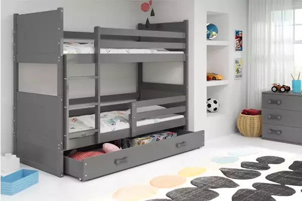Visualisering av Våningssäng för ungdom RICO 90X200 med madrass och låda, grafit