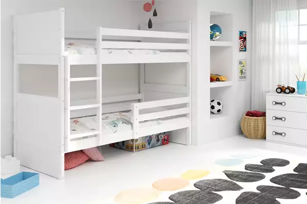 Visualisering av Våningssäng för ungdom RICO 90X200 med madrass, vit