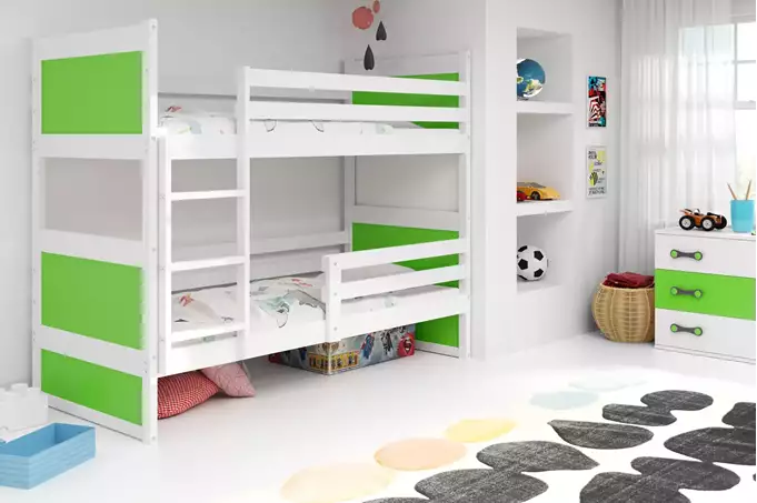 Visualisering av Våningssäng för ungdom RICO 90X200, vit/grön