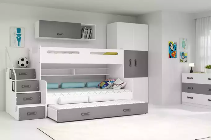Visualisering av Våningssäng för ungdomar MAX 3 120X200 med låda, grafit