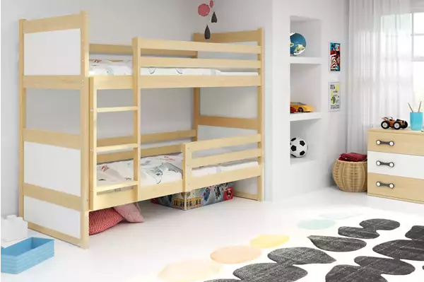 Visualisering av Våningssäng för ungdomar RICO 90X190, furu/vit Visualisering av Våningssäng för ungdomar RICO 90X190, furu/vit