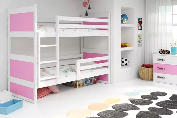 Visualisering av Våningssäng för ungdomar RICO 90X190, vit/rosa