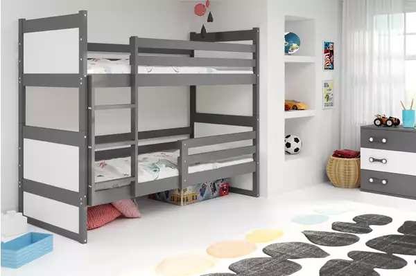 Visualisering av Våningssäng för ungdomar RICO 90X200 med madrass, grafit/vit